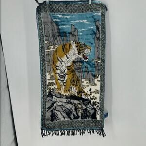 KIANGSU, CHINA STRIPED TIGER SWAN BRAND VELVETEEN TAPESTRY RUG wall decor